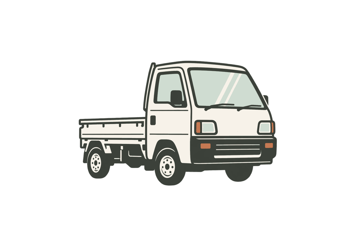 Illustration of a compact Japanese kei truck, the company vehicle