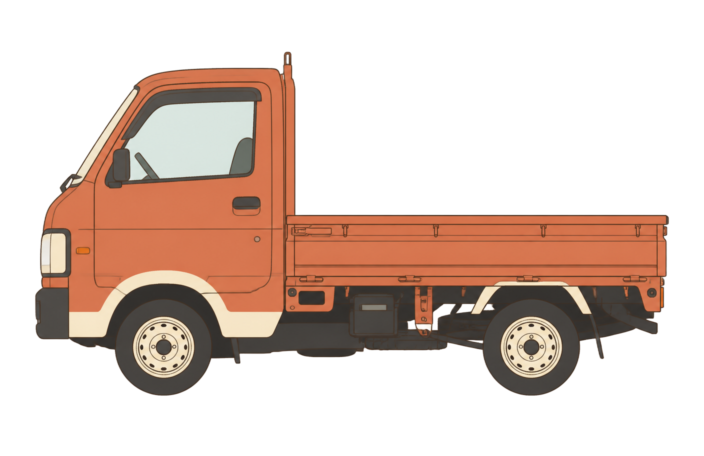 Illustration of a compact Japanese kei truck, the company vehicle
